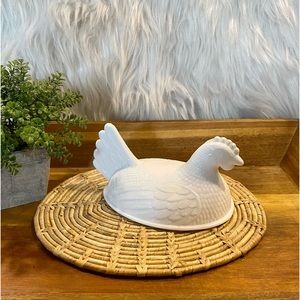Vintage Indiana Glass Milk Glass Hen- LID ONLY